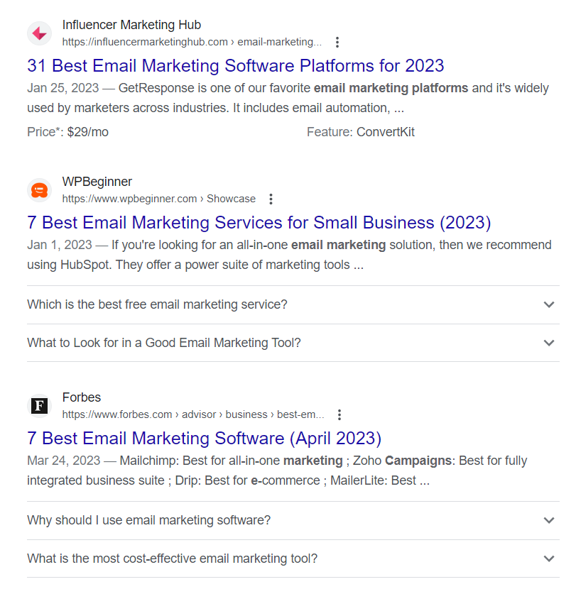 Email marketing platforms